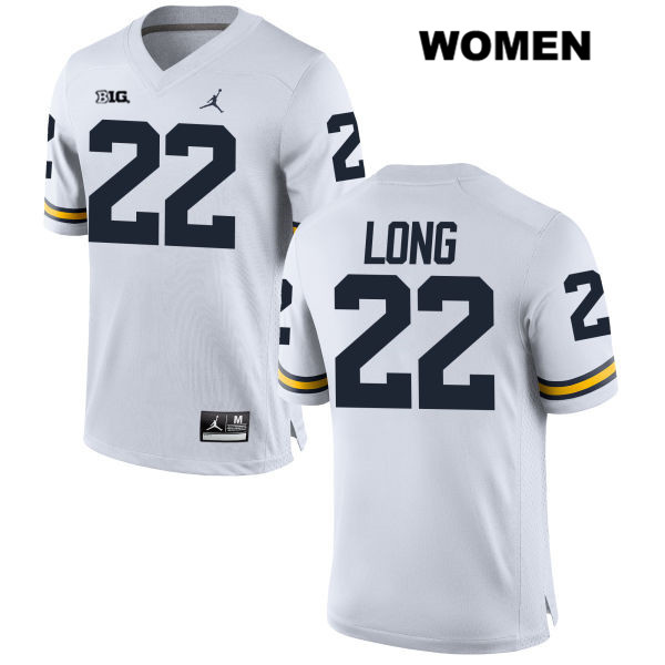 Women's NCAA Michigan Wolverines David Long #22 White Jordan Brand Authentic Stitched Football College Jersey IU25U53OO